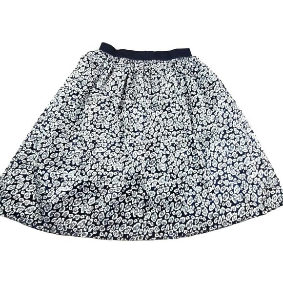 Girls Mini Skirt Metallic Silver Blue Floral Print Size Large Skater  JH1046 - Picture 1 of 4